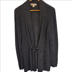 Michael Kors Open-Front Shawl Collar Cardigan Sweater In Charcoal
